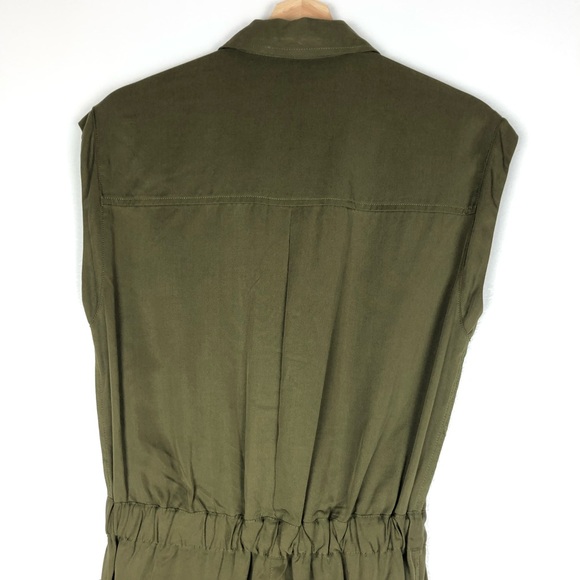 New MAX STUDIO jumpsuit olive green button up - Picture 2 of 8
